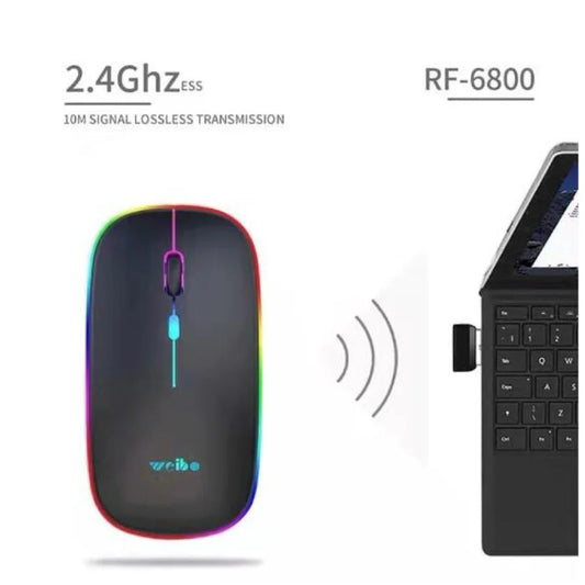 Mouse Sem Fio Recarregável RGB Silencioso