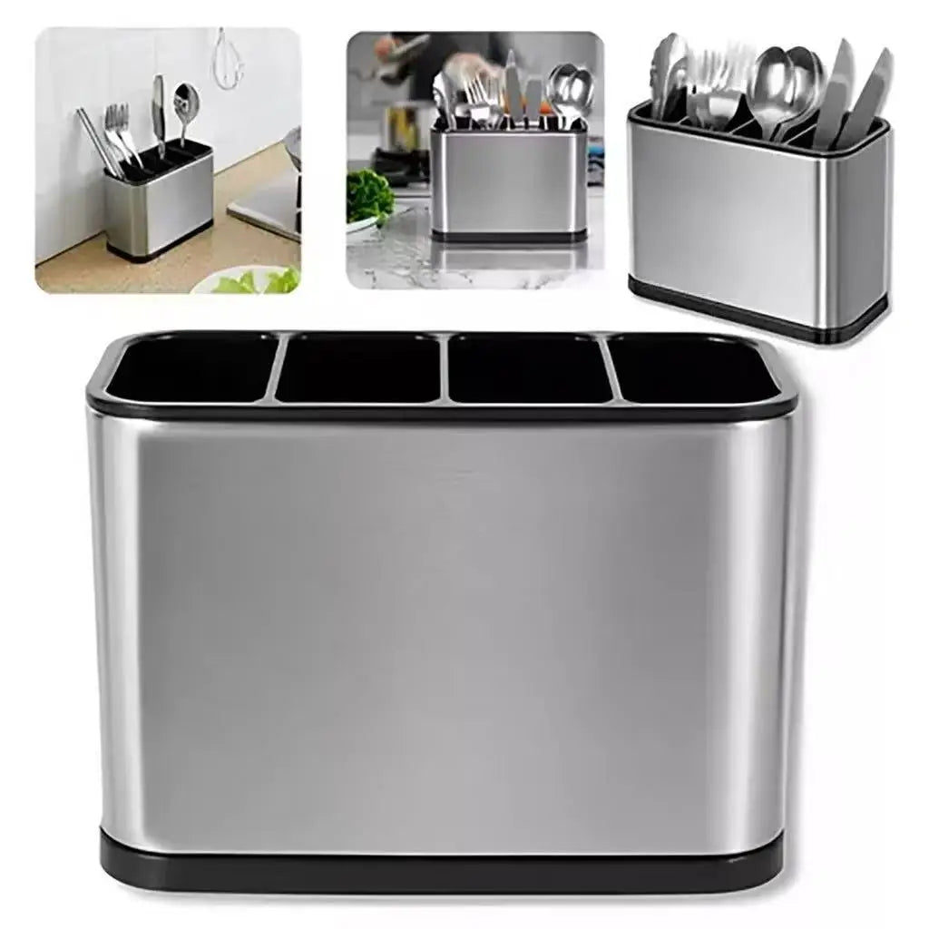 Escorredor Porta Talheres em Inox com 4 Divisórias